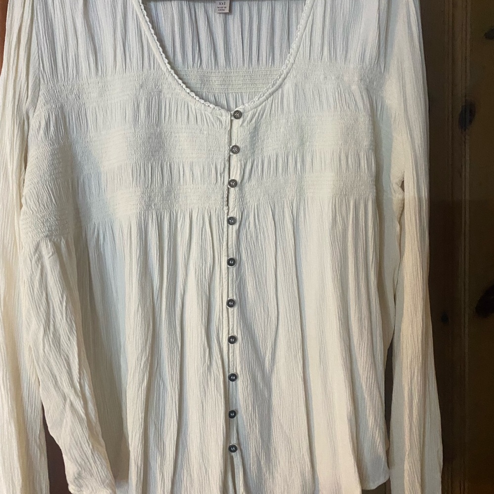 Women's boho Cream Button-Up Top